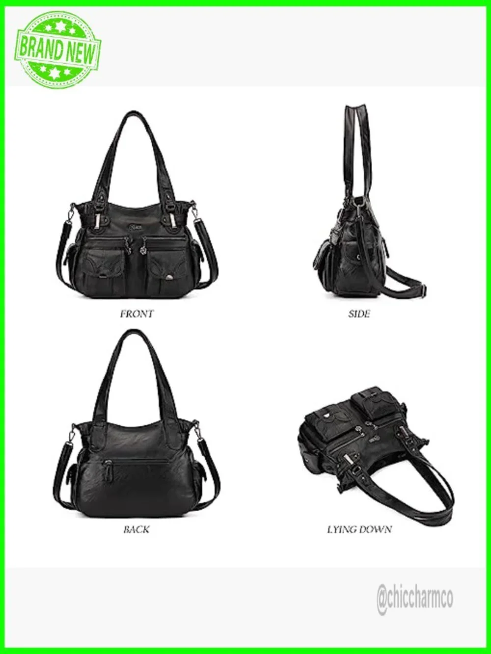 Large Hobo Tote Bag with Multiple Pockets, Adjustable Strap, PU Leather